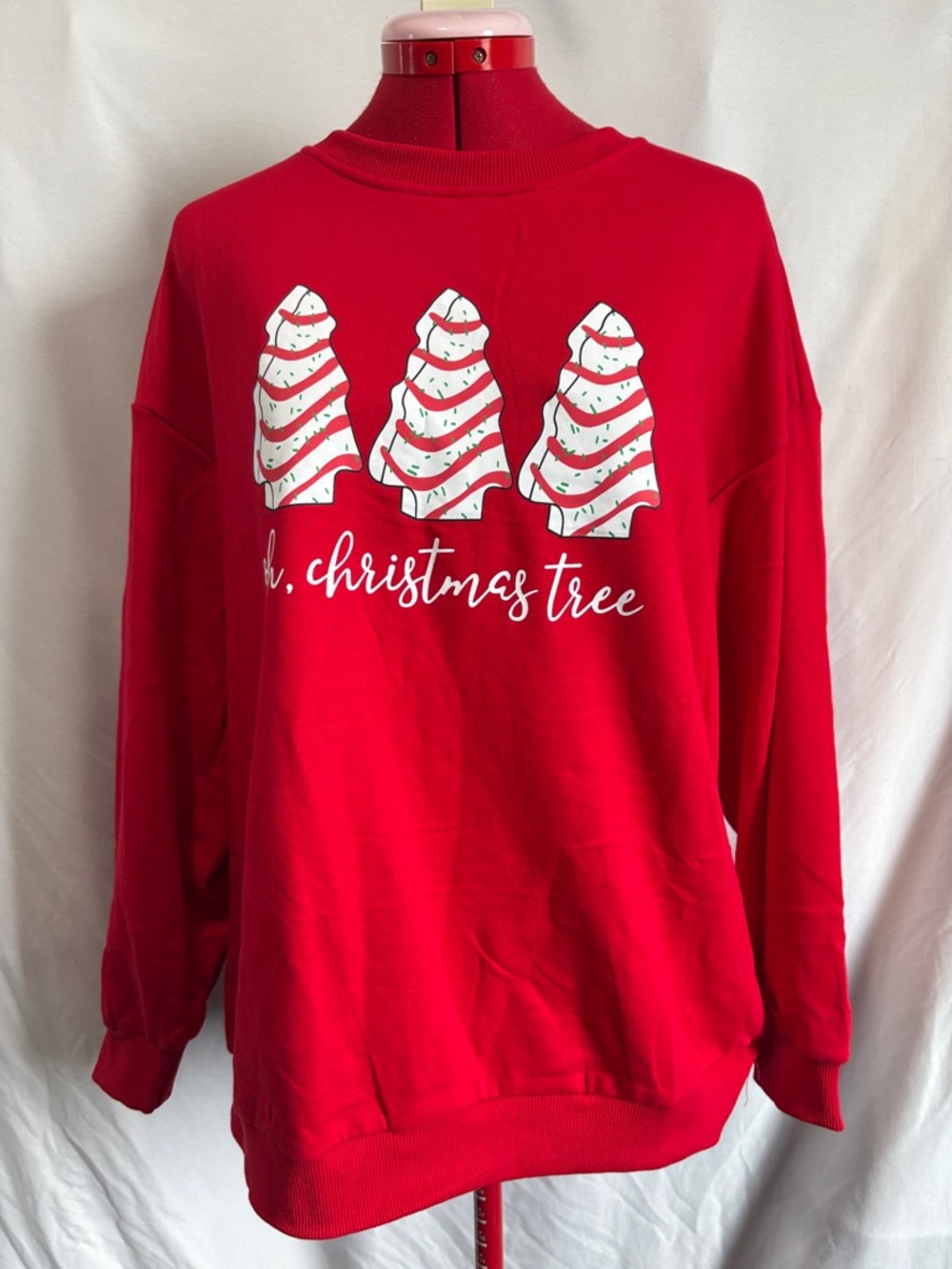 Women's Red Christmas Tree Graphic Sweatshirt